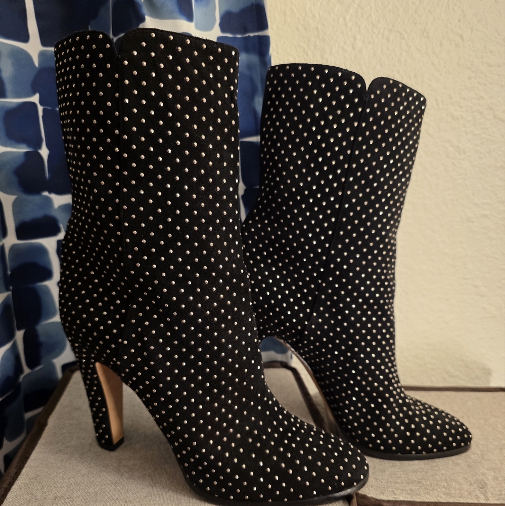 JIMMY CHOO "Tari" Studded Mid-Calf Suede Boots Size 40 / US 10 - Picture 3 of 10
